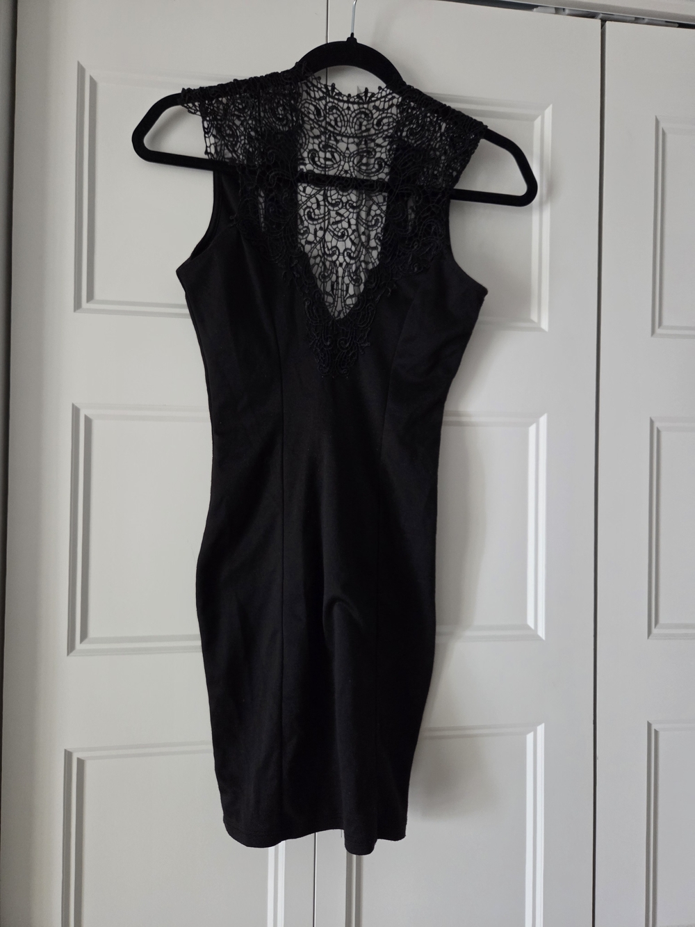 Elegant Black Lace-Back Mini Dress
